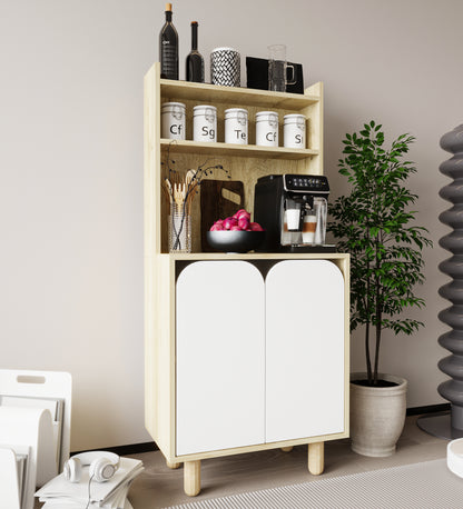 KA-202 Parma 2 Kapaklı Mutfak Dolap, Kahve Köşesi, Çok Amaçlı Dolap Safir Meşe-Beyaz