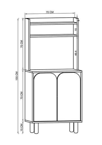 KA-103 Parma 3 Kapaklı Mutfak Dolap, Kahve Köşesi, Çok Amaçlı Dolap Safir Meşe