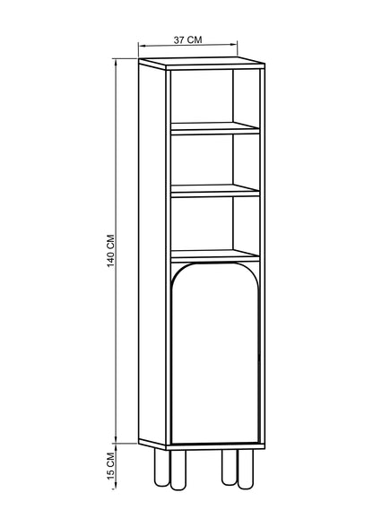 KA-103 Parma 3 Kapaklı Mutfak Dolap, Kahve Köşesi, Çok Amaçlı Dolap Safir Meşe