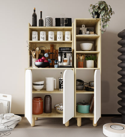 KA-102 Parma 3 Kapaklı Mutfak Dolap, Kahve Köşesi, Çok Amaçlı Dolap Safir Meşe-Beyaz