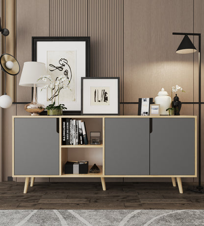 Latina Modern Konsol 3 Kapaklı 180 Cm Safir Meşe - Antrasit (K-902)