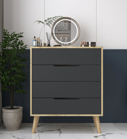 Ş-103 Flora Şifonyer 4 Çekmeceli Yatak Odası Bebek Odası Safir Meşe-Antrasit