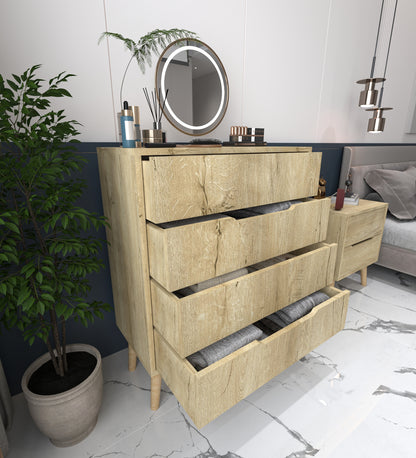 Flora Şifonyer 4 Çekmeceli Yatak Odası Bebek Odası Safir Meşe