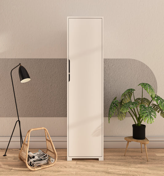Flora 1 Kapaklı 5 Raflı Gardırop Safir Meşe - Beyaz Elbise Dolabı