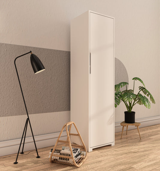 Flora 1 Kapaklı 5 Raflı Gardırop Safir Meşe - Beyaz Elbise Dolabı
