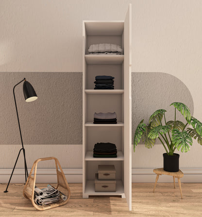 Flora 1 Kapaklı 5 Raflı Gardırop  Beyaz Elbise Dolabı