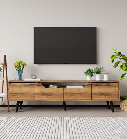 Roma Ahşap Ayaklı Tv Ünitesi Tv Sehpası Ceviz (T-304)