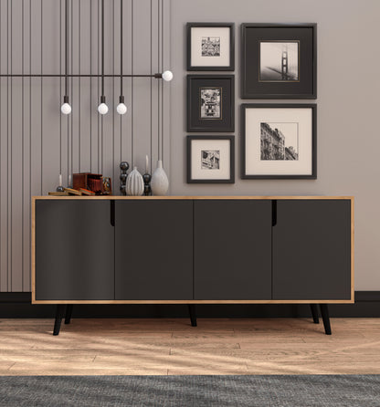 Latina Modern Konsol 180 Cm Safir Meşe - Antrasit (K-604)
