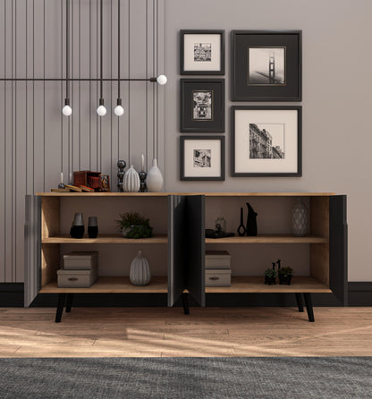 Latina Modern Konsol 180 Cm Safir Meşe - Antrasit (K-604)
