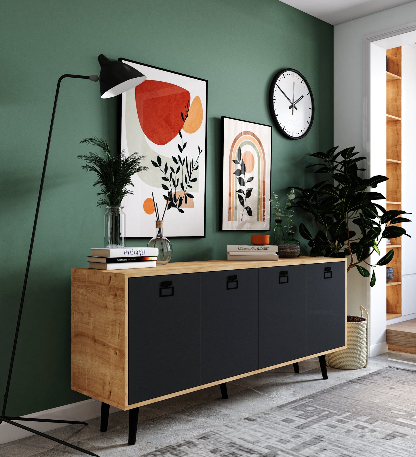 Mirza Modern Konsol 180 Cm Safir Meşe-antrasit