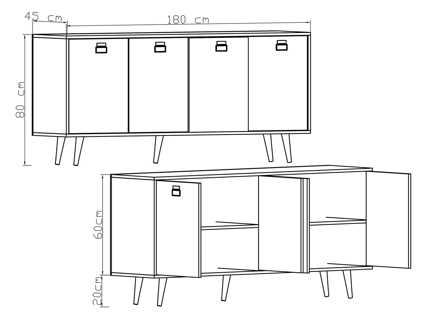 Mirza Modern Konsol 180 Cm Safir Meşe-antrasit
