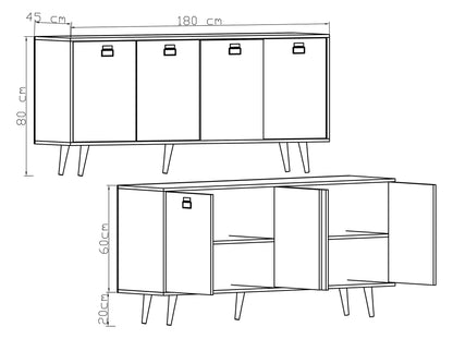 K-703 Mirza Modern Konsol 180 Cm Safir Meşe-antrasit