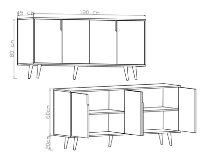 Latina Ahşap Ayaklı Modern Konsol 180 Cm Beyaz (K-601)