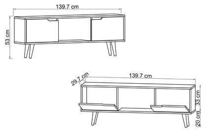 Siena Ahşap Ayaklı Tv Ünitesi Safir Meşe Televizyon Konsolu 140 Cm Ekonomik Modül Sehpa
