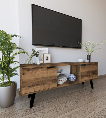 Siena Ahşap Ayaklı Tv Ünitesi Ceviz Televizyon Konsolu 140 Cm Ekonomik Modül Sehpa (T-104)