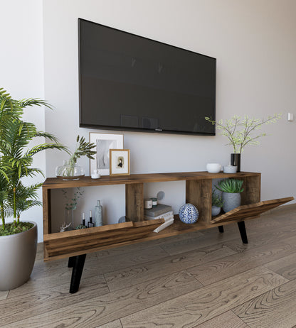Siena Ahşap Ayaklı Tv Ünitesi Ceviz Televizyon Konsolu 140 Cm Ekonomik Modül Sehpa (T-104)