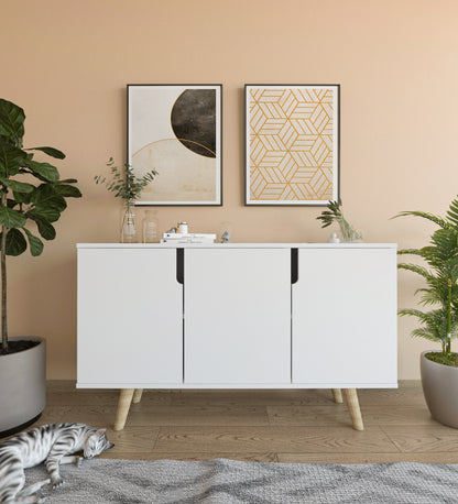 Verona 120 Cm Konsol, Kahve Köşesi, Tv Ünitesi, Çok Amaçlı Ahşap Ayaklı Konsol Beyaz (K-202)