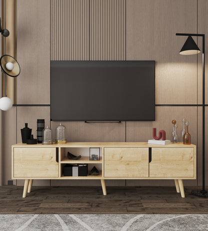 Latina Ahşap Ayaklı Tv Ünitesi Tv Sehpası 180 Cm Safir Meşe (T-502)