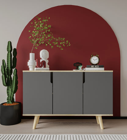 Verona 120 Cm Konsol, Kahve Köşesi, Tv Ünitesi, Çok Amaçlı Ahşap Ayaklı Konsol Safir Meşe-Antrasit (K-204)