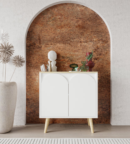 Venezia Ahşap Ayaklı Bohem Konsol-çok Amaçlı Dolap-vitrin Safir Meşe-beyaz 76 Cm (K-101)