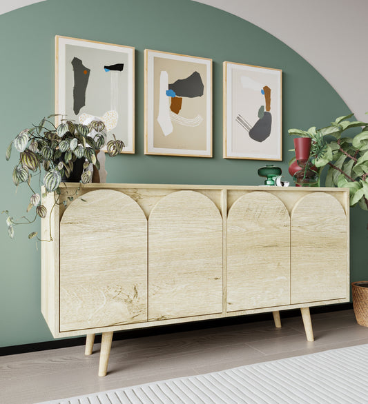 Venezia Ahşap Ayaklı Bohem Konsol Safir Meşe 150 Cm