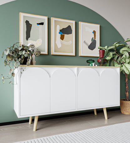 Venezia Ahşap Ayaklı Bohem Konsol Safir Meşe-Beyaz 150 Cm (K-402)