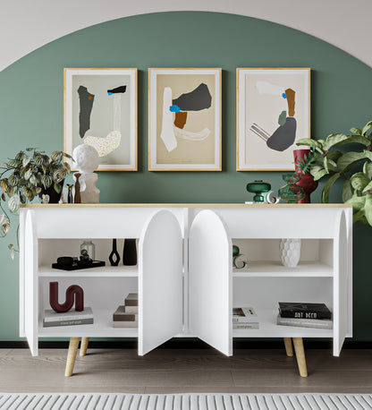 Venezia Ahşap Ayaklı Bohem Konsol Safir Meşe-Beyaz 150 Cm (K-402)