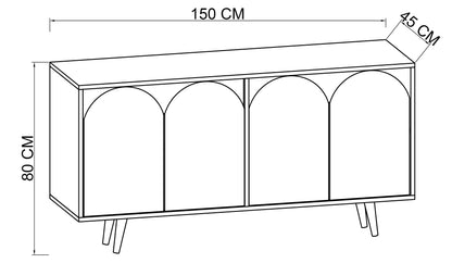 Venezia Ahşap Ayaklı Bohem Konsol Safir Meşe-Beyaz 150 Cm (K-402)