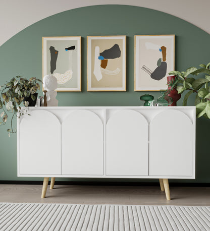 K-405 Venezia Ahşap Ayaklı Bohem Konsol Beyaz 150 Cm