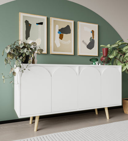 K-405 Venezia Ahşap Ayaklı Bohem Konsol Beyaz 150 Cm