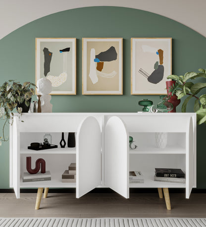 K-405 Venezia Ahşap Ayaklı Bohem Konsol Beyaz 150 Cm