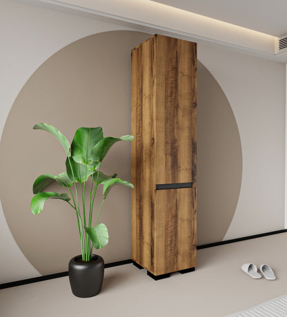 G-601 Floransa Tek Kapılı 4 Raflı Ceviz-Antrasit Çok Amaçlı Dolap Ceviz