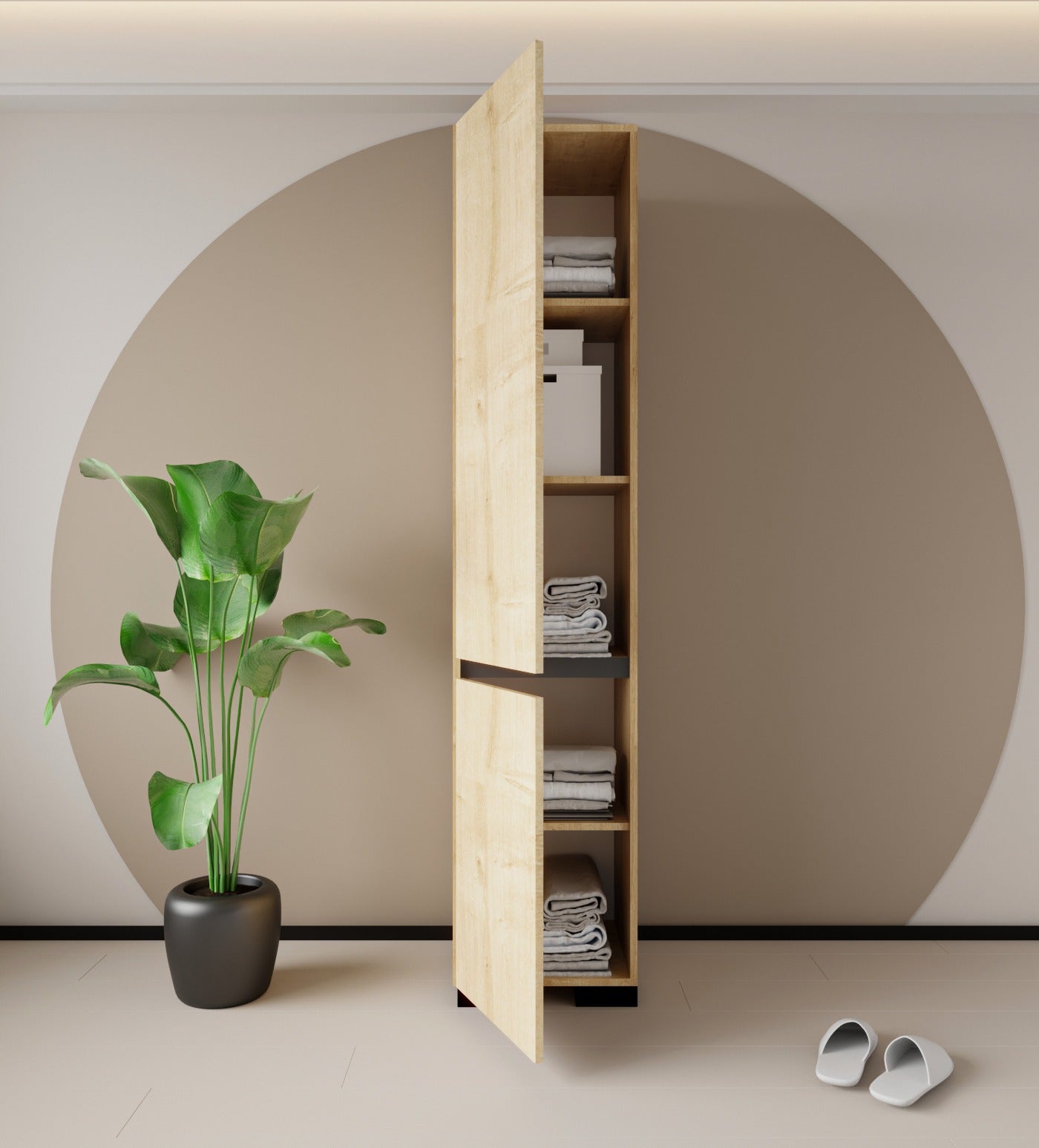 G-602 Floransa Tek Kapılı 4 Raflı Safir-Antrasit Çok Amaçlı Dolap