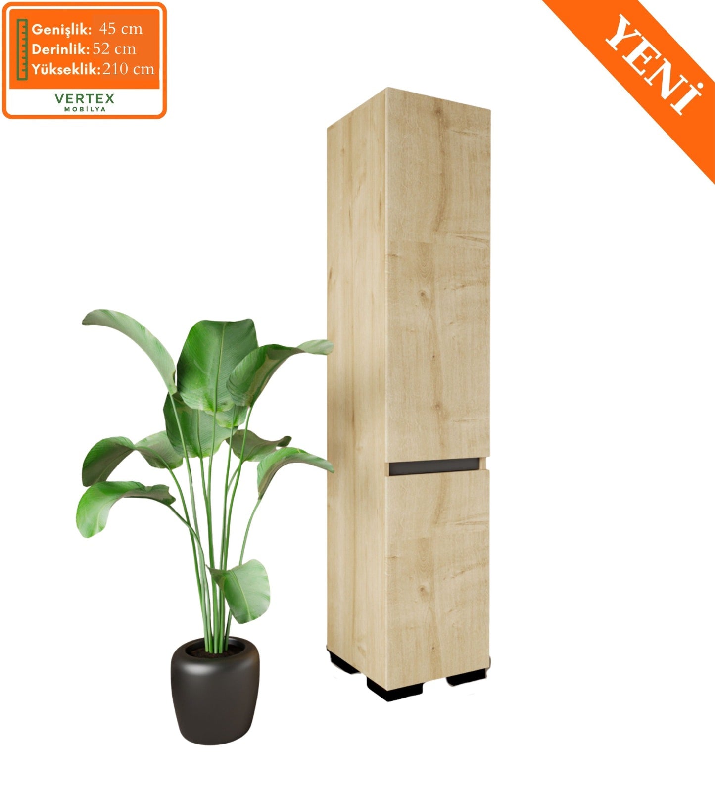 G-602 Floransa Tek Kapılı 4 Raflı Safir-Antrasit Çok Amaçlı Dolap