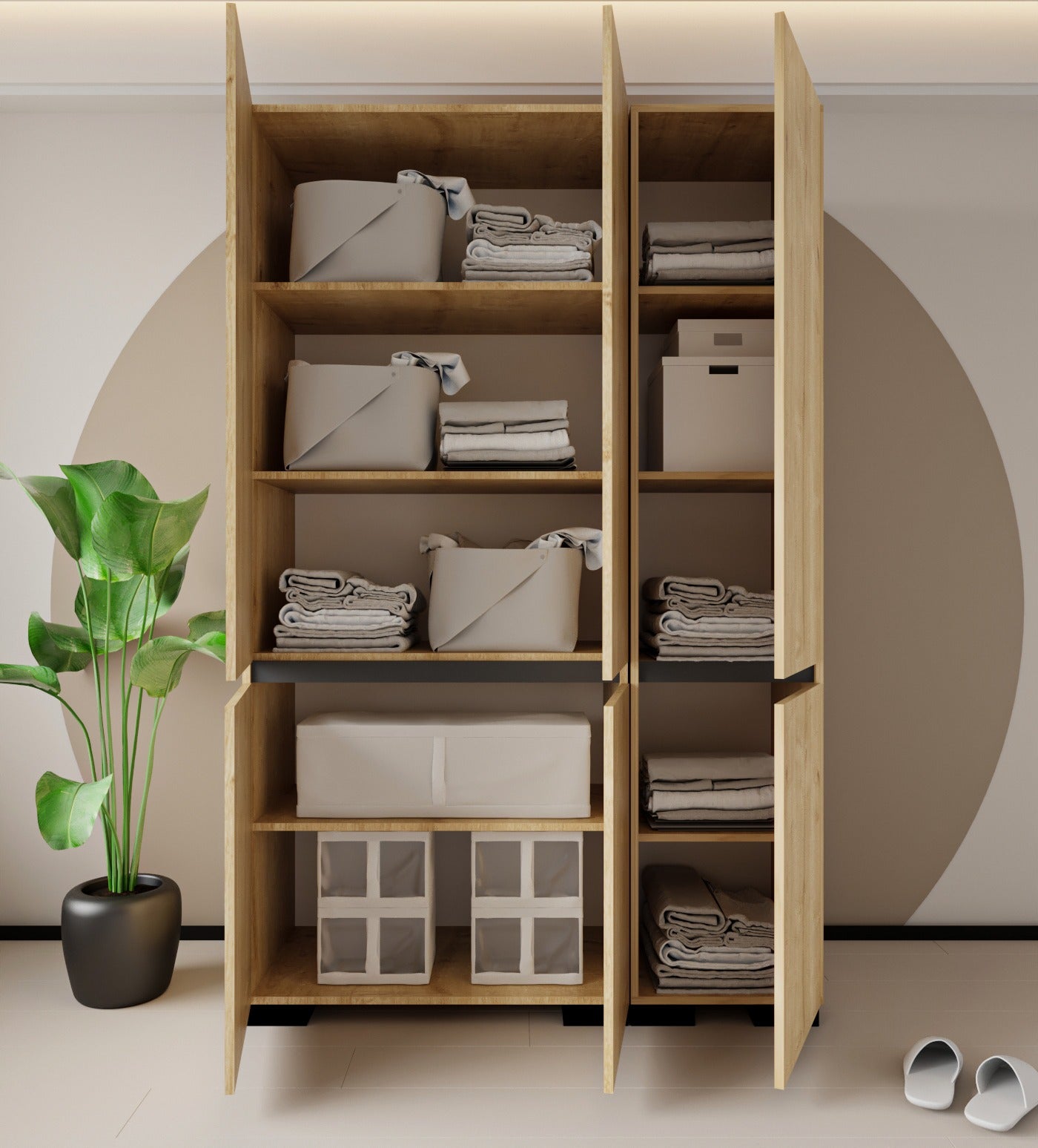 Floransa 6 Kapılı Flr6-ırf Safir - Antrasit Gardırop-çok Amaçlı Dolap-yüklük Safir Meşe