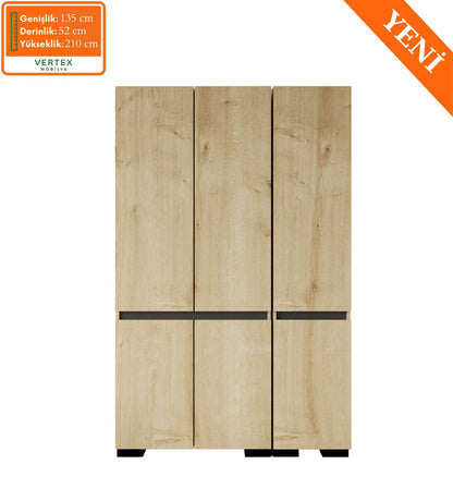 Floransa 6 Kapılı Flr6-ırf Safir - Antrasit Gardırop-çok Amaçlı Dolap-yüklük Safir Meşe