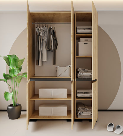 Floransa 6 Kapılı Flr6-ıa2 Safir- Antrasit Gardırop-çok Amaçlı Dolap-yüklük Safir Meşe