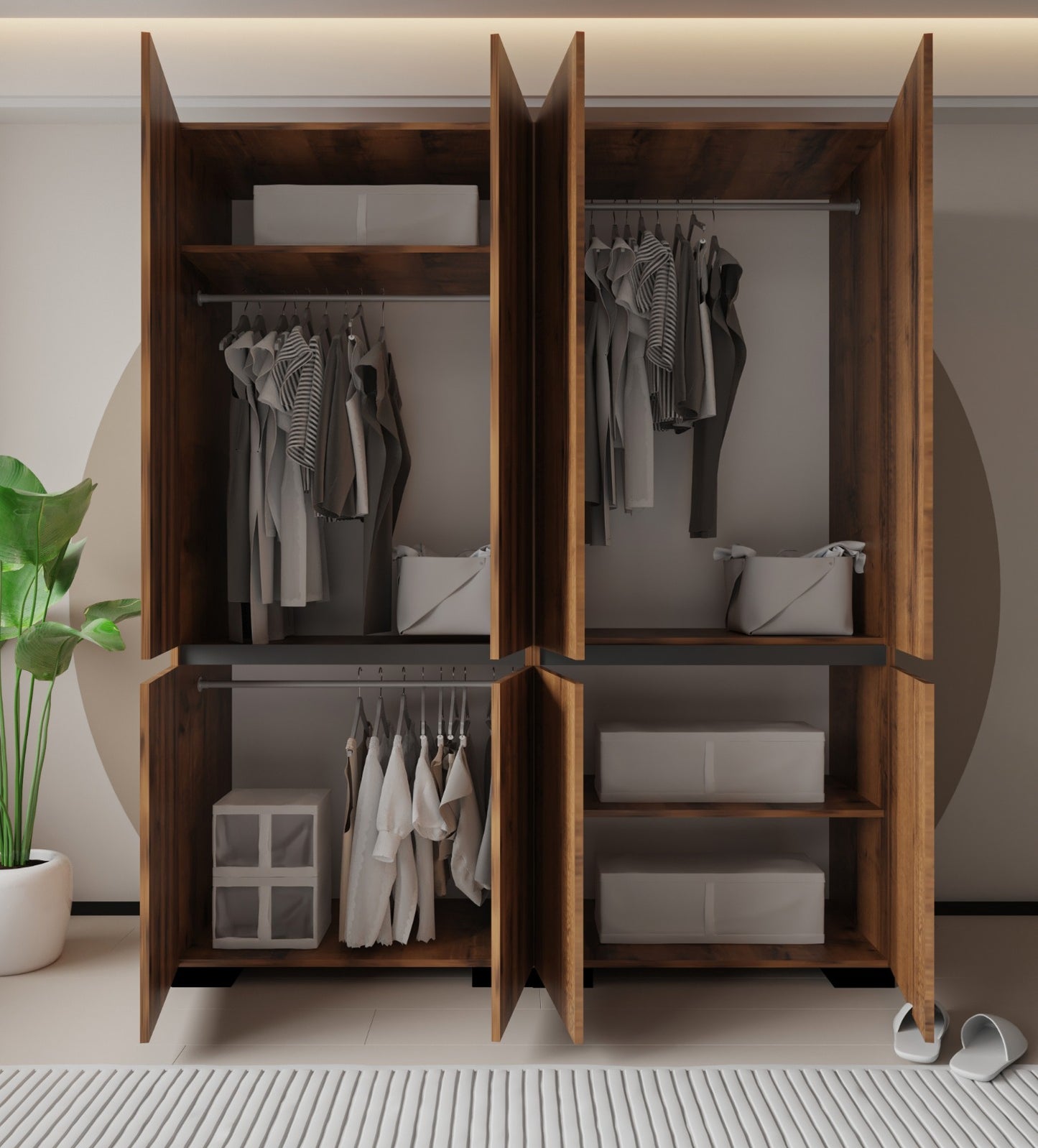 Floransa 8 Kapılı Flr8-A3AR Ceviz- Antrasit Gardırop