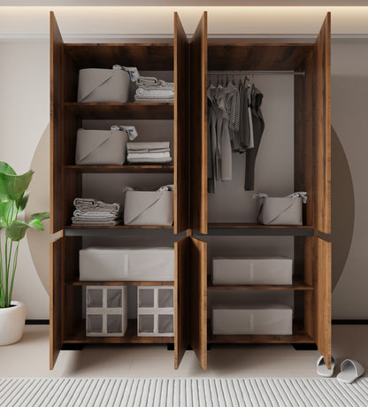 Floransa 8 Kapılı Flr8-A1AR Ceviz Antrasit Gardırop