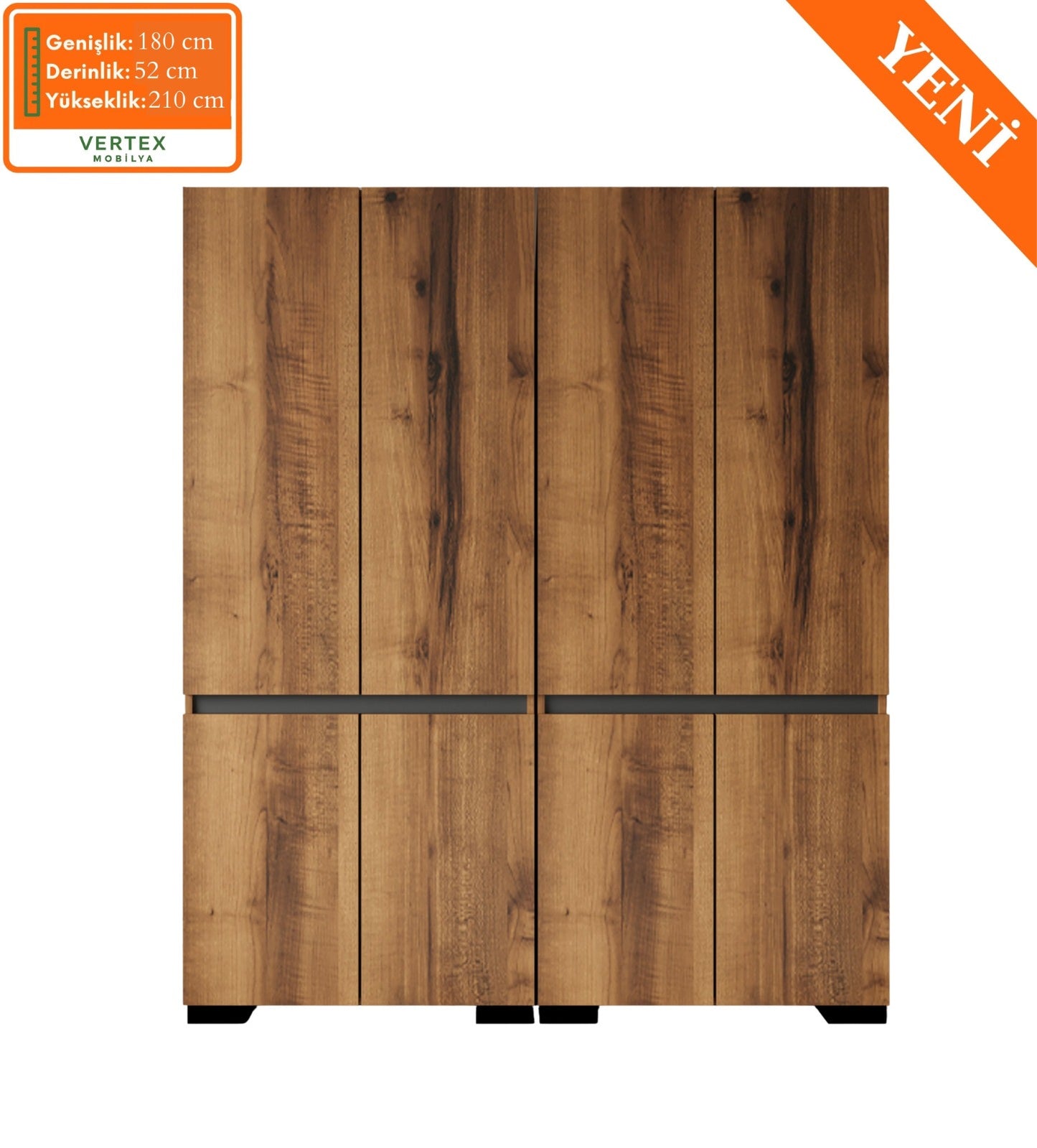 Floransa 8 Kapılı Flr8-A3AR Ceviz- Antrasit Gardırop