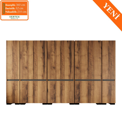 Floransa 16 Kapılı Flr16-ıa3 Ceviz- Antrasit Gardırop-çok Amaçlı Dolap-yüklük