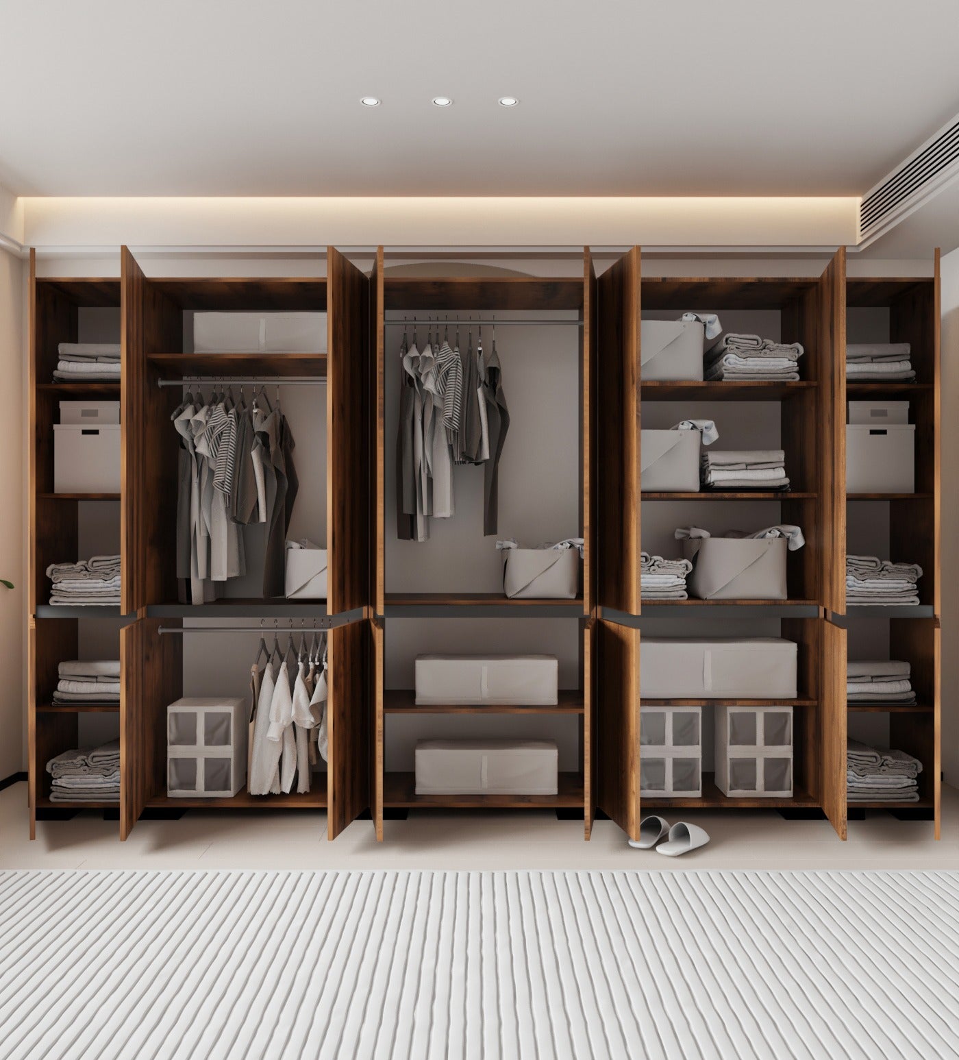 Floransa 16 Kapılı Flr16-ıa3 Ceviz- Antrasit Gardırop-çok Amaçlı Dolap-yüklük