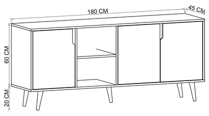 Latina Modern Konsol 3 Kapaklı 180 Cm Safir Meşe - Antrasit (K-902)
