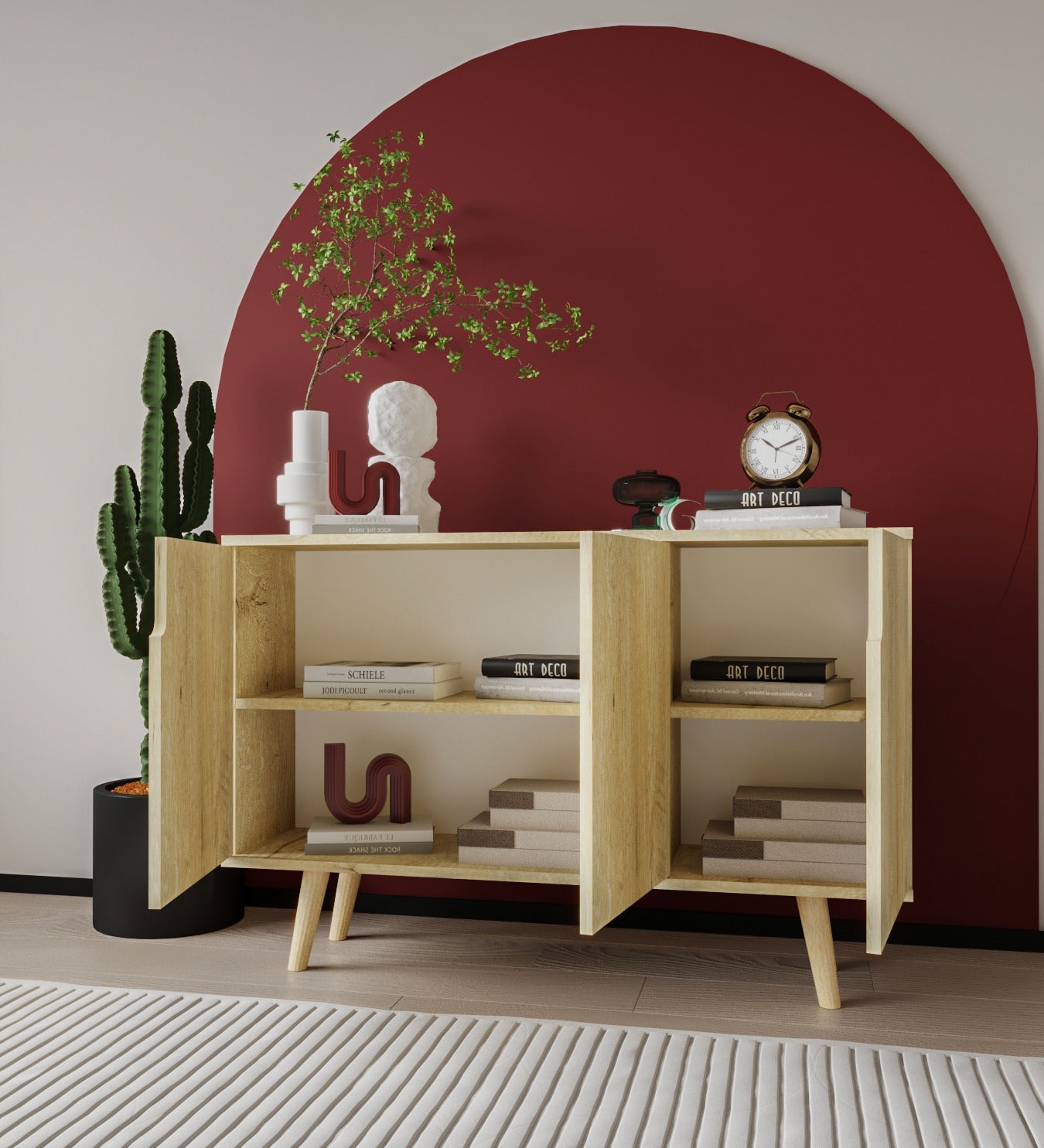 Verona 120 Cm Konsol, Kahve Köşesi, Tv Ünitesi, Çok Amaçlı Ahşap Ayaklı Konsol (K-203)