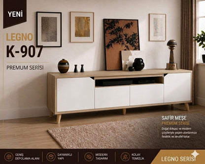 Legno Premium 180cm Konsol Safir Meşe-Beyaz