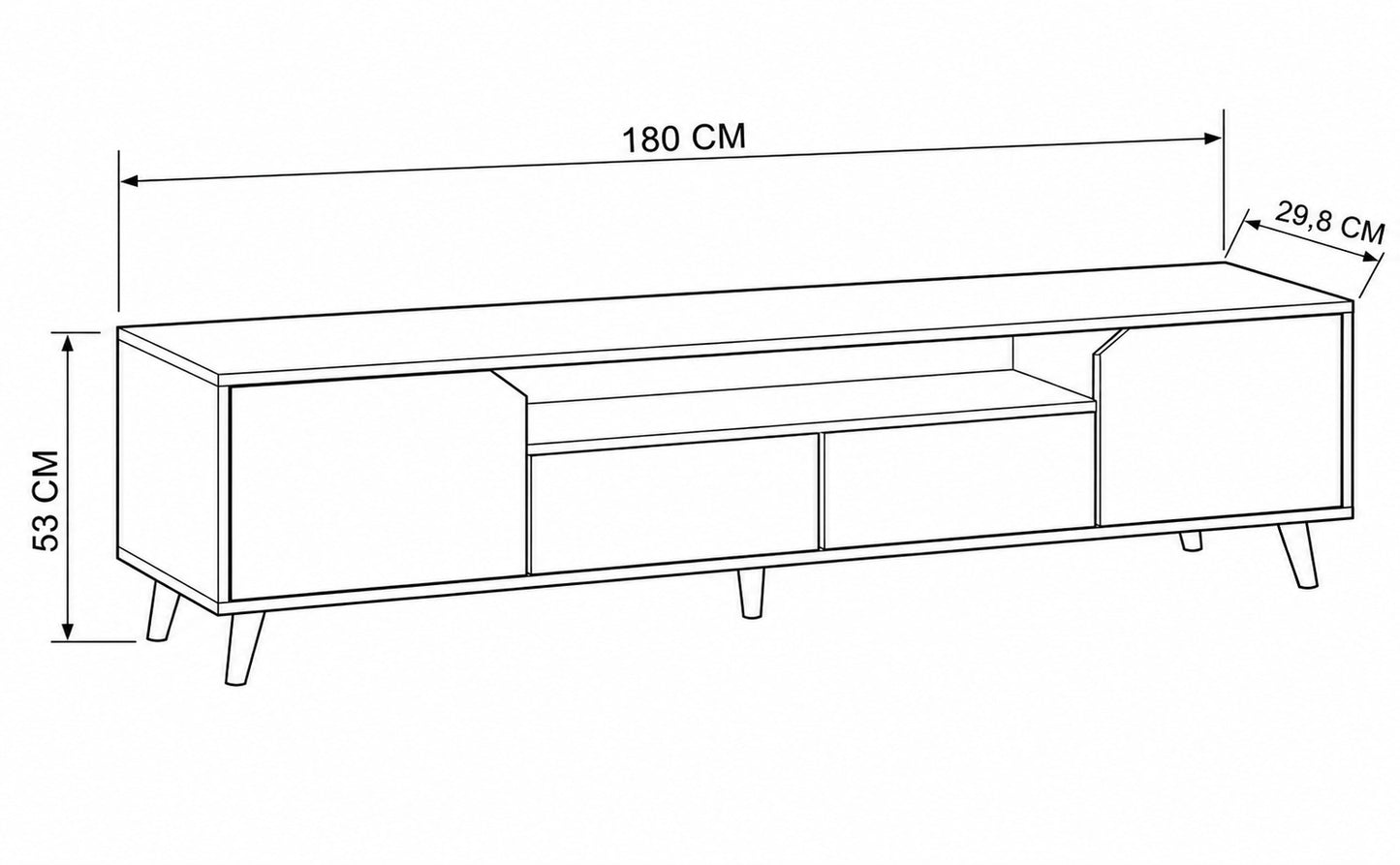Legno Premium 180cm Modern Tv Ünitesi-Beyaz