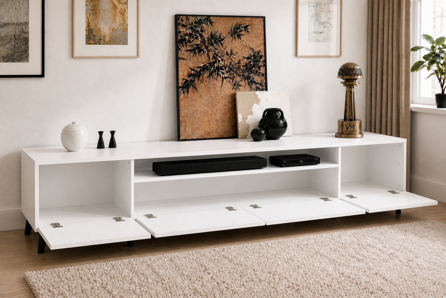 Legno Premium 180cm Modern Tv Ünitesi-Beyaz
