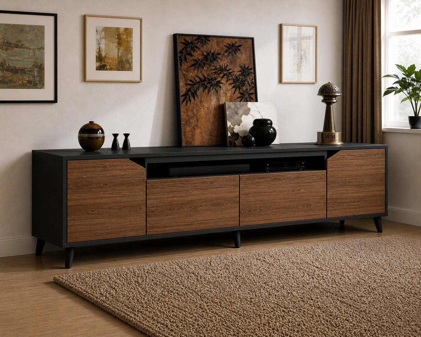 Legno Premium 180cm Konsol Ceviz-Antrasit