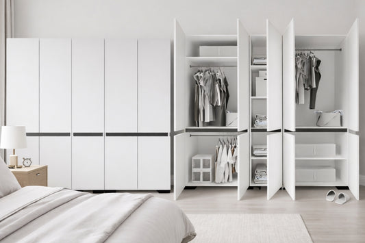 Floransa 10 Kapılı Flr10-A2AR Beyaz- Antrasit Gardırop -Çok Amaçlı Dolap -Yüklük
