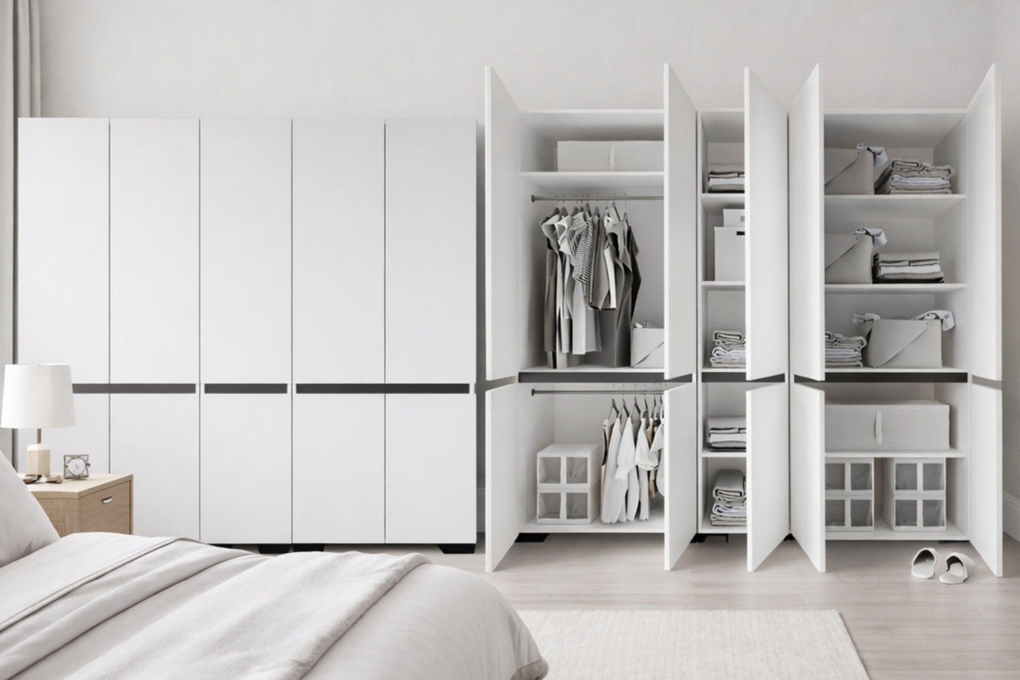 Floransa 10 Kapılı Flr10-A2FR Beyaz- Antrasit Gardırop -Çok Amaçlı Dolap -Yüklük